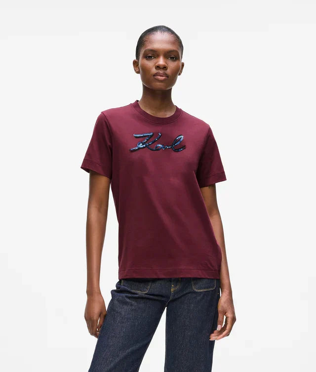 Karl Lagerfeld Women's Sequin Signature T-shirt