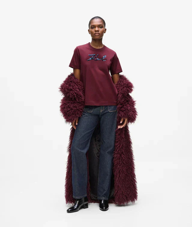 Karl Lagerfeld Women's Sequin Signature T-shirt