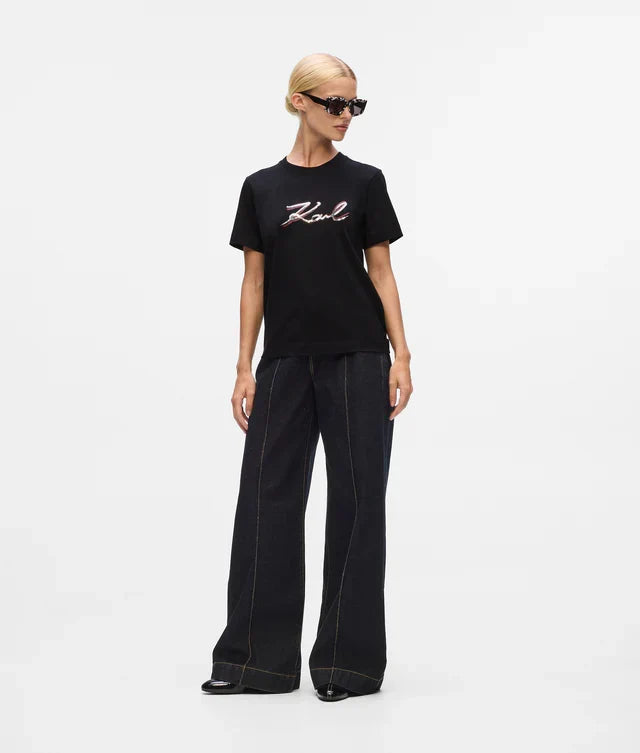 Karl Lagerfeld Women's Sequin Signature T-shirt