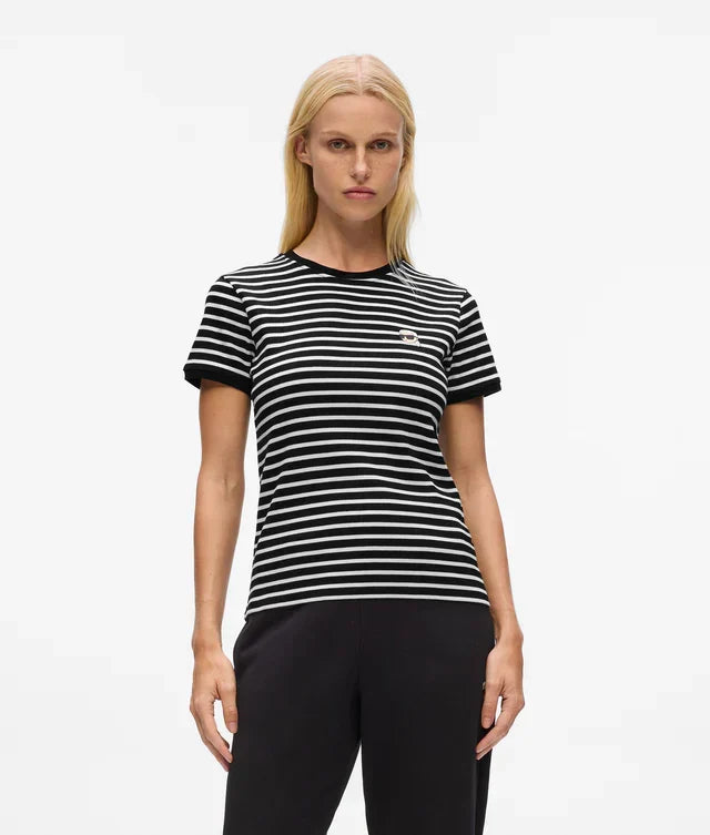 Karl Lagerfeld Women's Ikon striped rib T-shirt