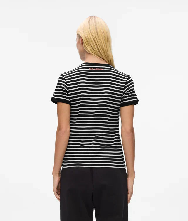 Karl Lagerfeld Women's Ikon striped rib T-shirt
