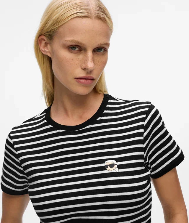 Karl Lagerfeld Women's Ikon striped rib T-shirt
