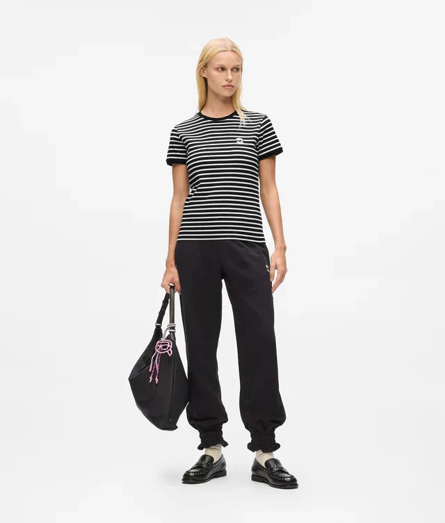 Karl Lagerfeld Women's Ikon striped rib T-shirt