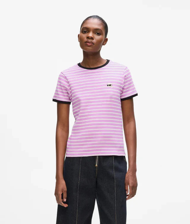 Karl Lagerfeld Women's Ikon striped rib T-shirt