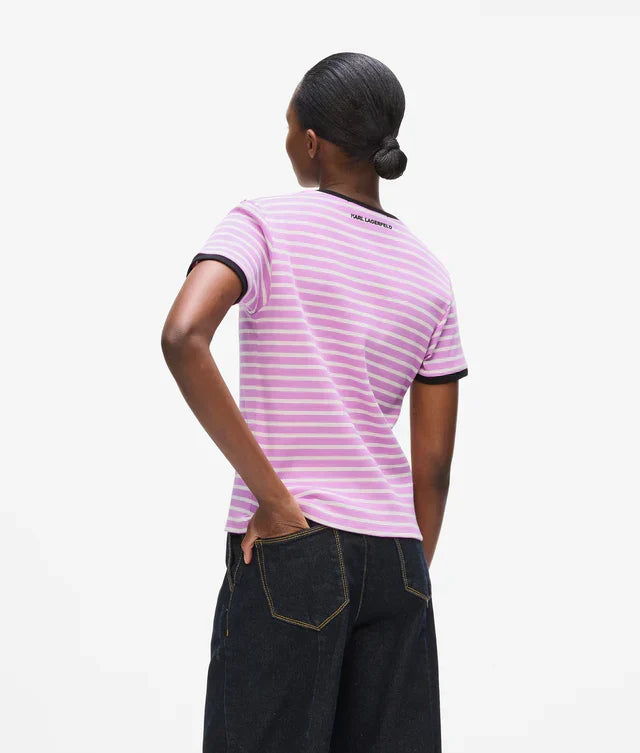 Karl Lagerfeld Women's Ikon striped rib T-shirt
