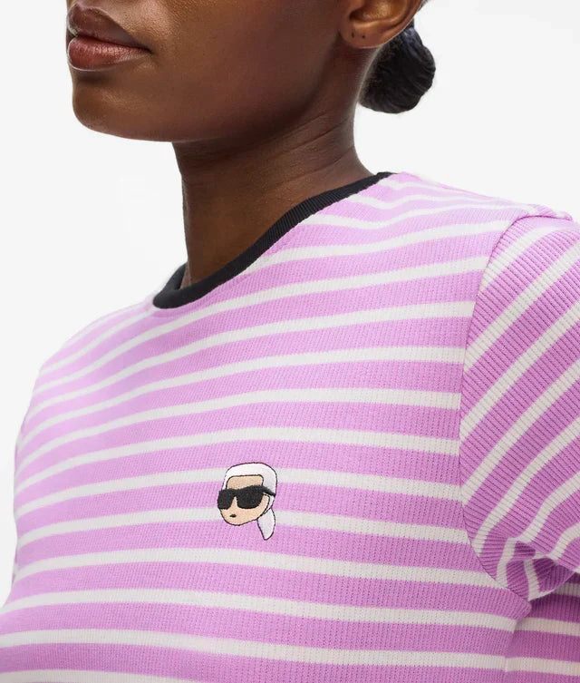 Karl Lagerfeld Women's Ikon striped rib T-shirt