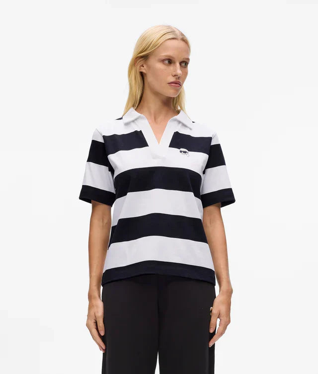 Karl Lagerfeld Women's Ikon stripe polo shirt