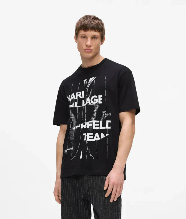Karl Lagerfeld Relaxed pinstripe graphic T-shirt