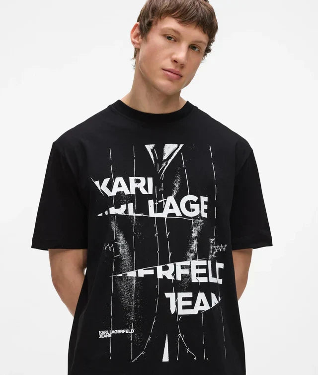 Karl Lagerfeld Relaxed pinstripe graphic T-shirt