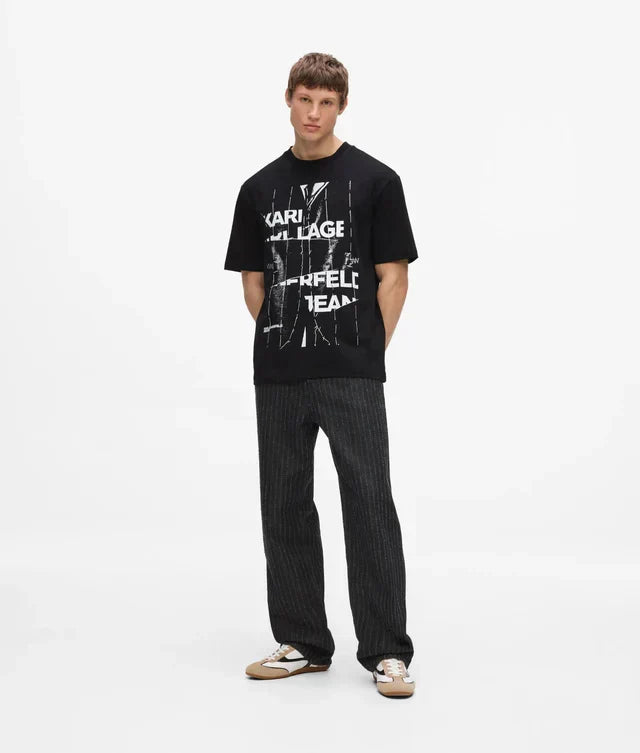 Karl Lagerfeld Relaxed pinstripe graphic T-shirt