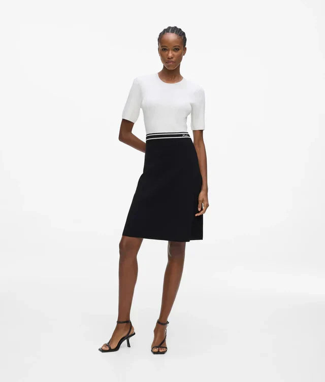 Karl Lagerfeld Women's Logo two-tone knit dress