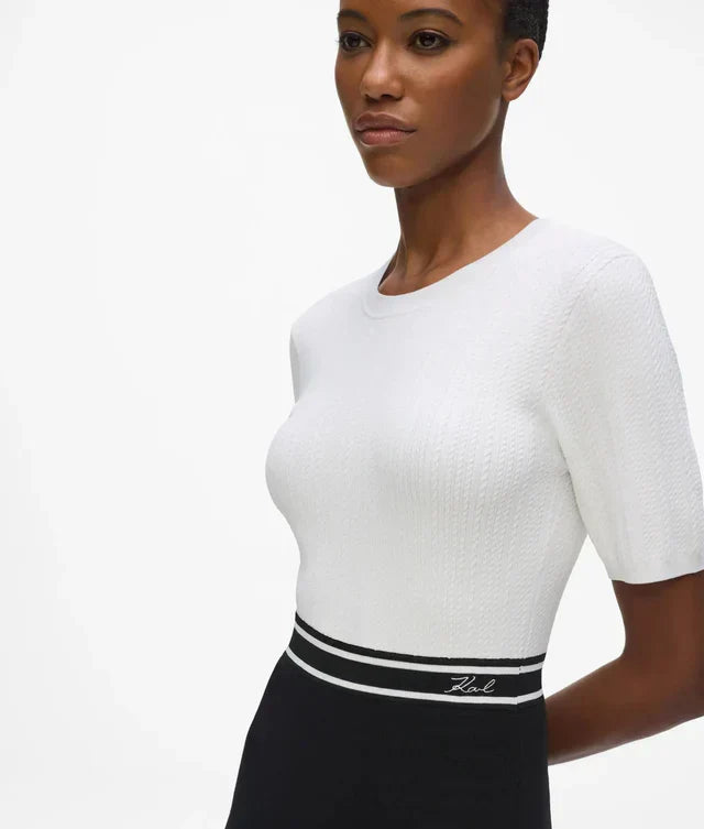 Karl Lagerfeld Women's Logo two-tone knit dress