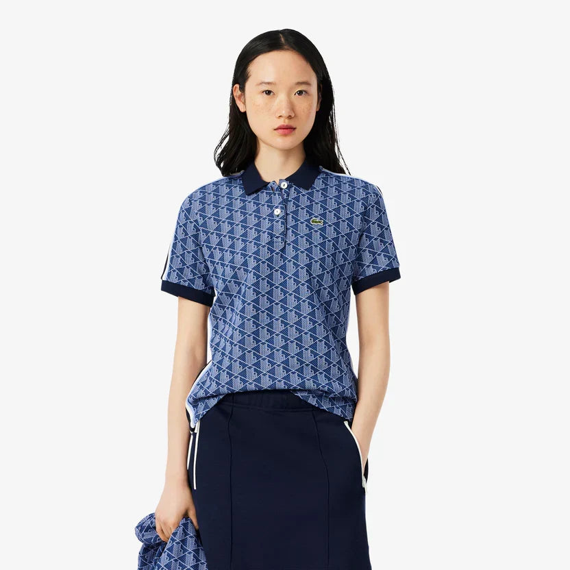 Lacoste Women's Slim fit monogram jacquard polo shirt