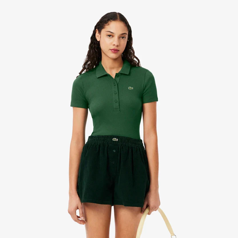 Lacoste Women's Slim fit l.12.d ribbed cotton polo shirt