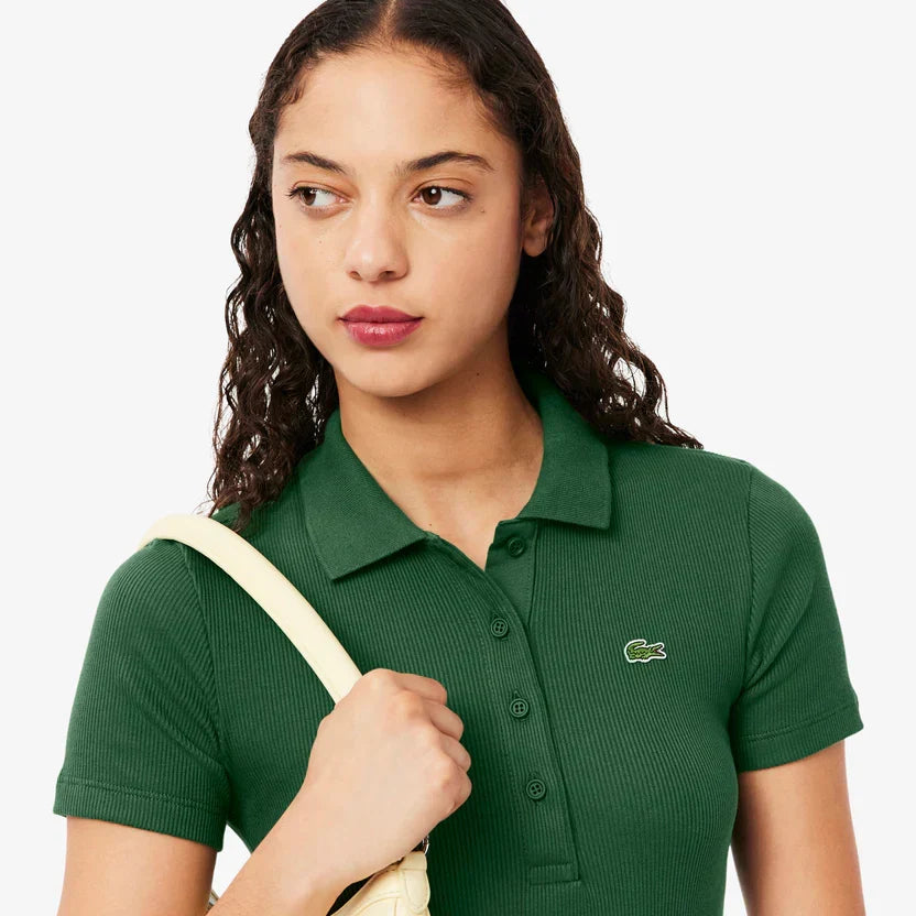 Lacoste Women's Slim fit l.12.d ribbed cotton polo shirt
