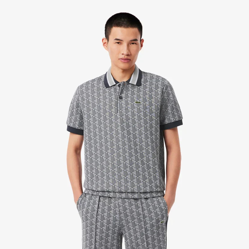 Lacoste Classic fit monogram jacquard polo shirt