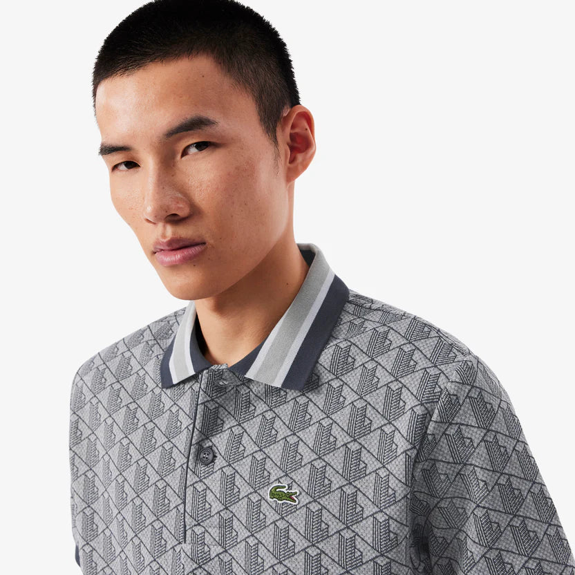 Lacoste Classic fit monogram jacquard polo shirt