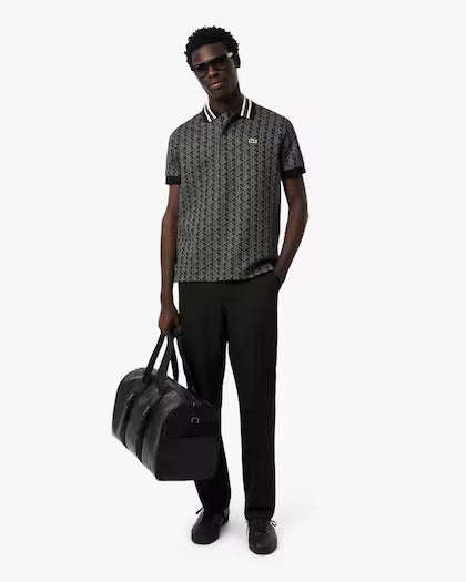 Lacoste Classic fit monogram jacquard polo shirt