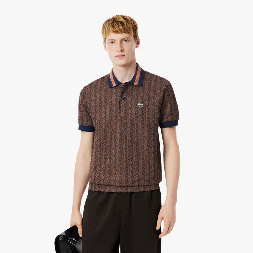 Lacoste Classic fit monogram jacquard polo shirt
