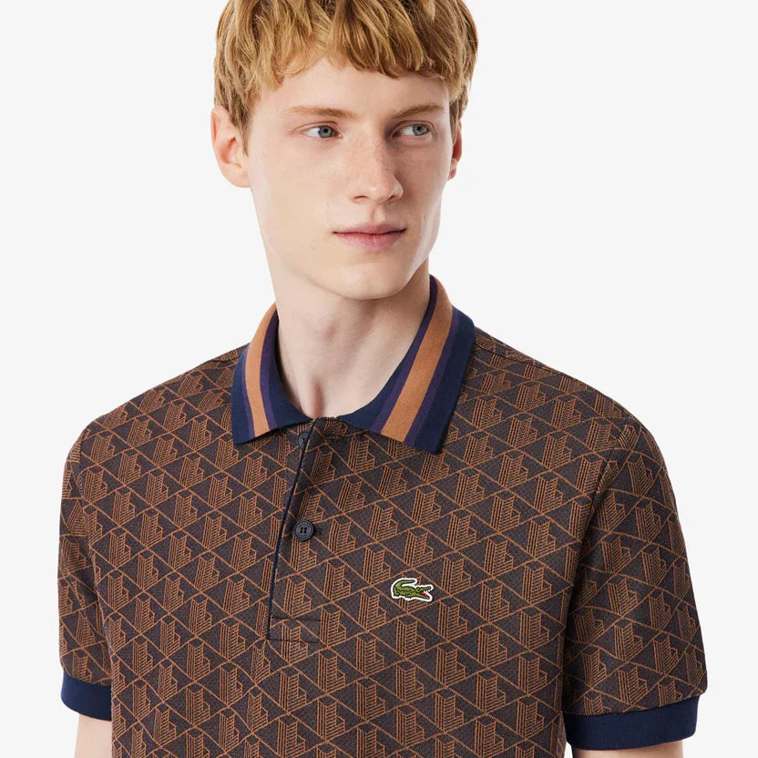 Lacoste Classic fit monogram jacquard polo shirt