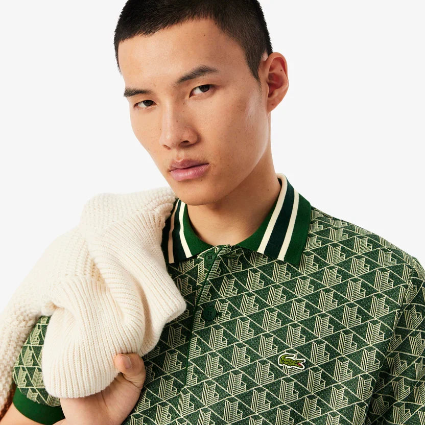 Lacoste Classic fit monogram jacquard polo shirt