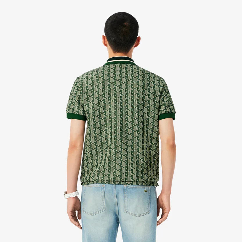 Lacoste Classic fit monogram jacquard polo shirt