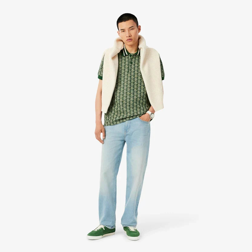 Lacoste Classic fit monogram jacquard polo shirt