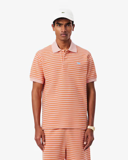 Lacoste Classic fit textured striped polo shirt