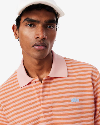 Lacoste Classic fit textured striped polo shirt
