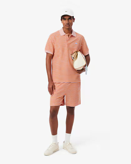 Lacoste Classic fit textured striped polo shirt