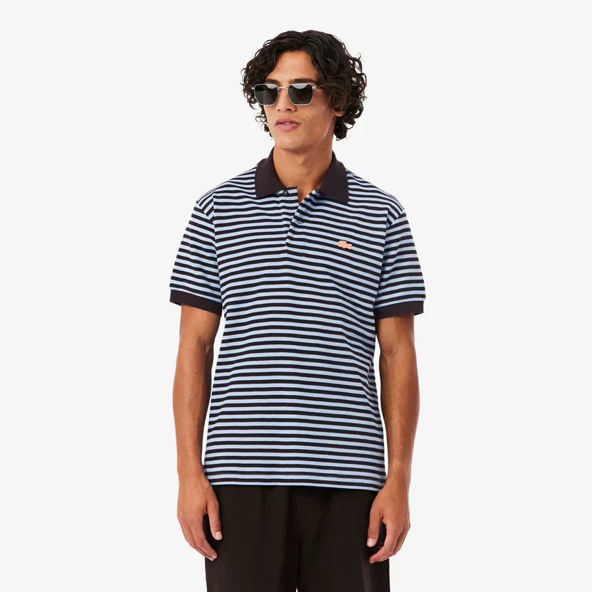 Lacoste Classic fit textured striped polo shirt