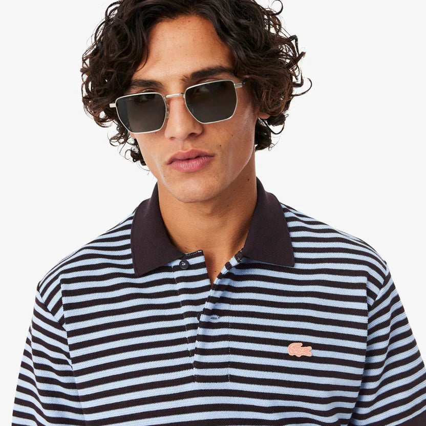 Lacoste Classic fit textured striped polo shirt