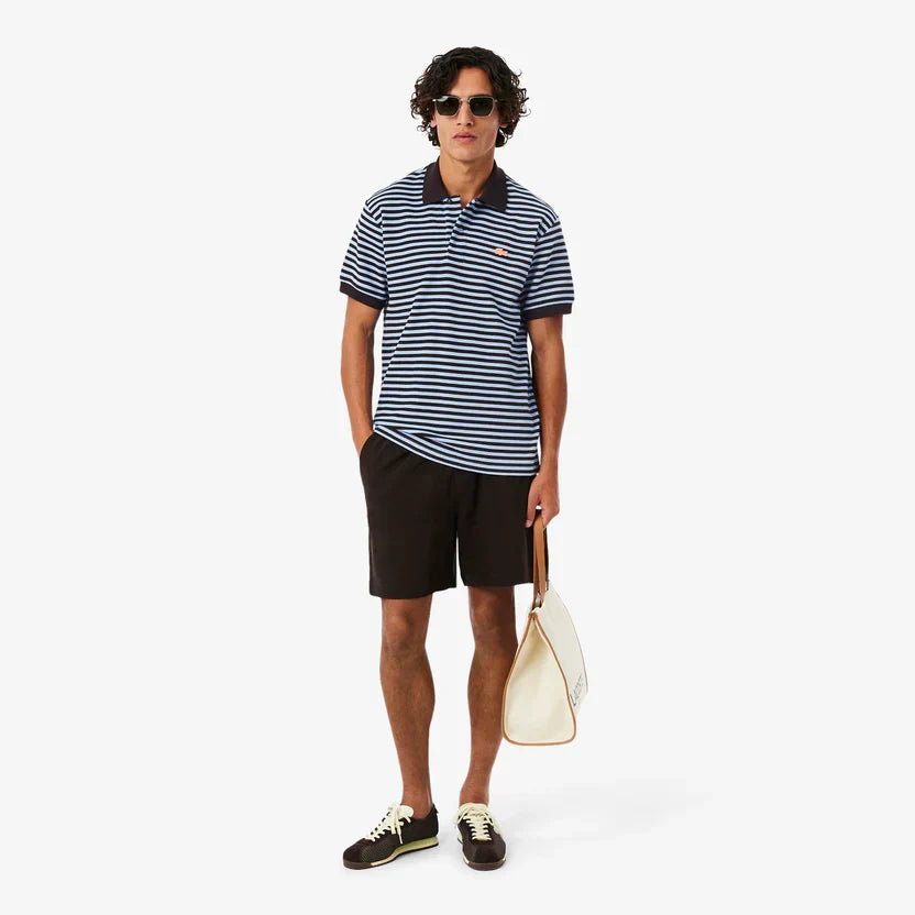 Lacoste Classic fit textured striped polo shirt