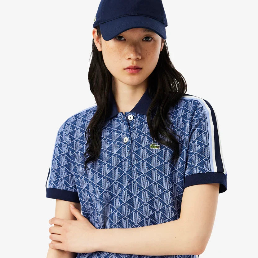 Lacoste Women's Slim fit monogram jacquard polo dress
