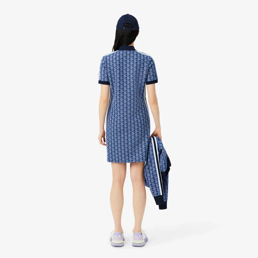 Lacoste Women's Slim fit monogram jacquard polo dress