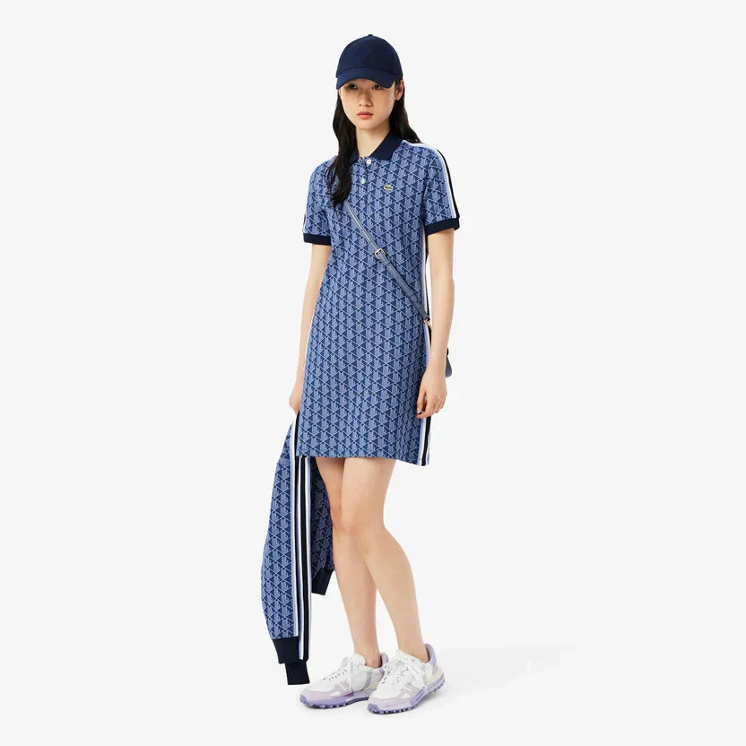 Lacoste Women's Slim fit monogram jacquard polo dress
