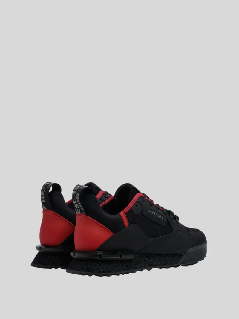 Replay Men's Field speed carbon 25 SA black maroon sneakers