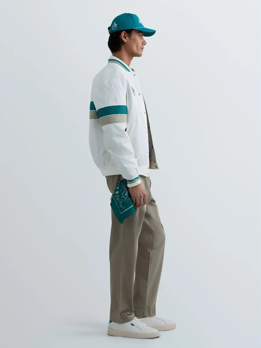REPLAY MEN'S MONTE CARLO COUNTRY CLUB COLLECTION BOMBER JACKET WITH CONTRASTING BANDS