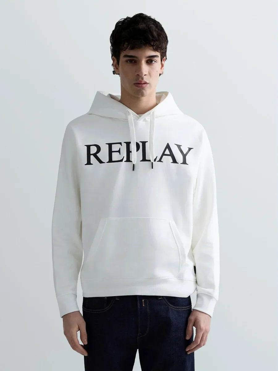 REPLAY MEN'S HOODIE WITH LETTERING