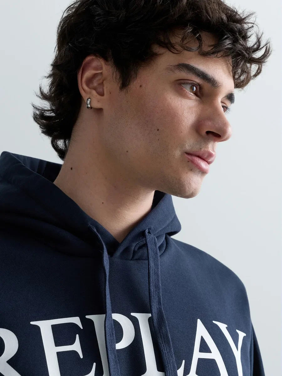 REPLAY MEN'S HOODIE WITH LETTERING