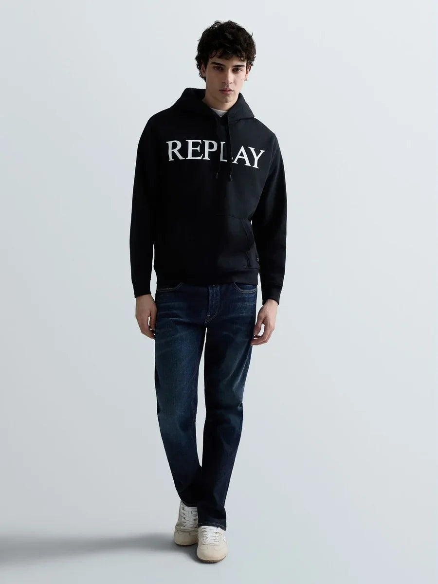 REPLAY MEN'S HOODIE WITH LETTERING