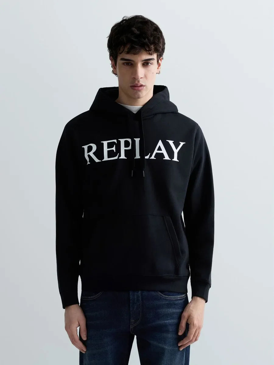 REPLAY MEN'S HOODIE WITH LETTERING