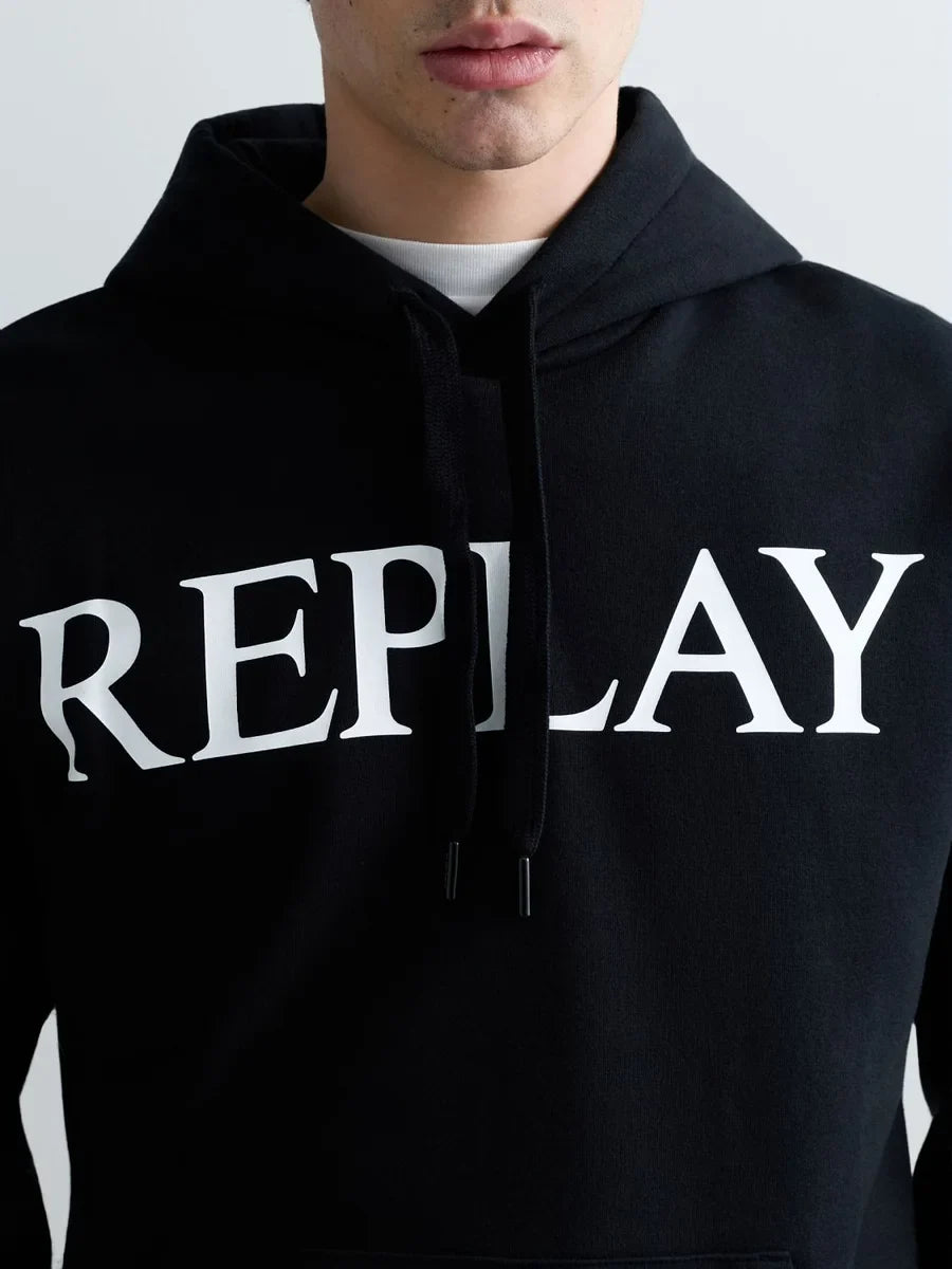 REPLAY MEN'S HOODIE WITH LETTERING