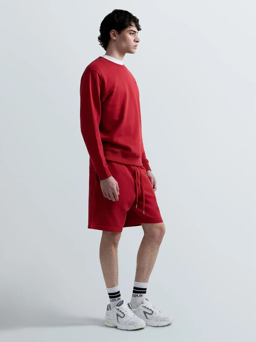REPLAY MEN'S TERRY COTTON SWEATSHIRT WITH R EMBROIDERY