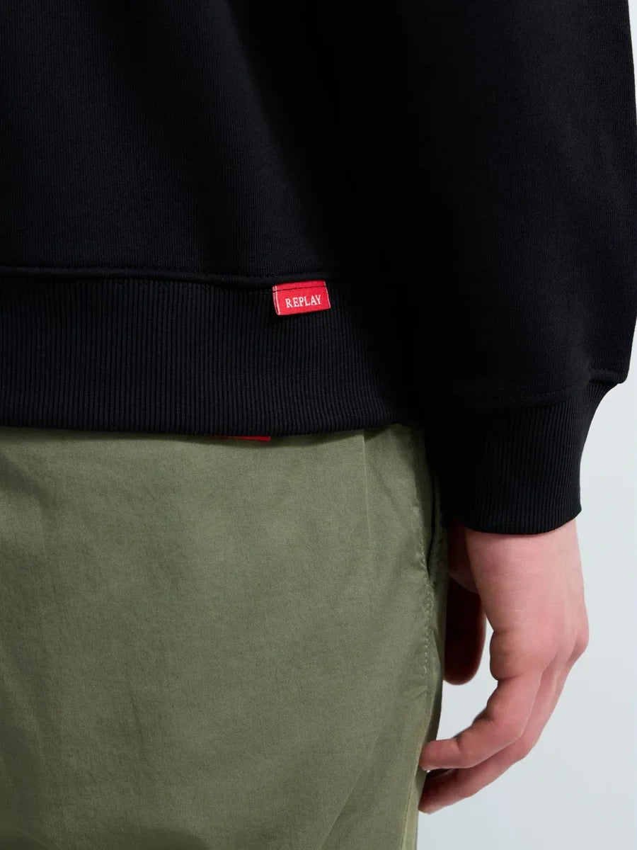REPLAY MEN'S TERRY COTTON SWEATSHIRT WITH R EMBROIDERY