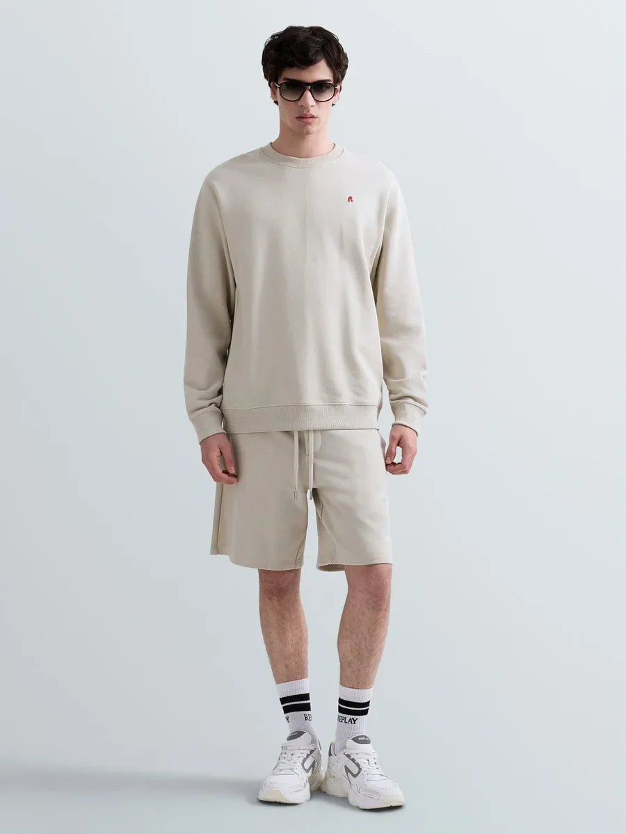 REPLAY MEN'S TERRY COTTON SWEATSHIRT WITH R EMBROIDERY
