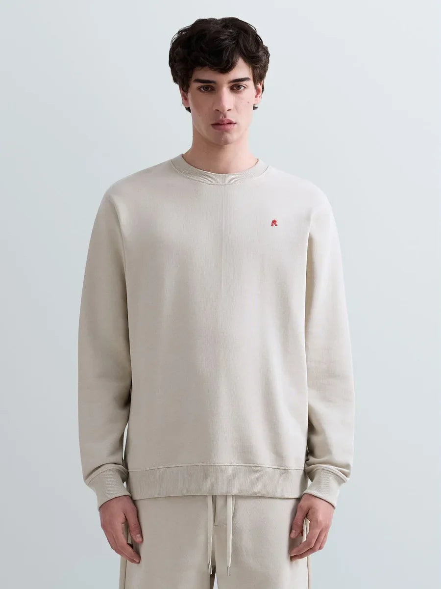 REPLAY MEN'S TERRY COTTON SWEATSHIRT WITH R EMBROIDERY