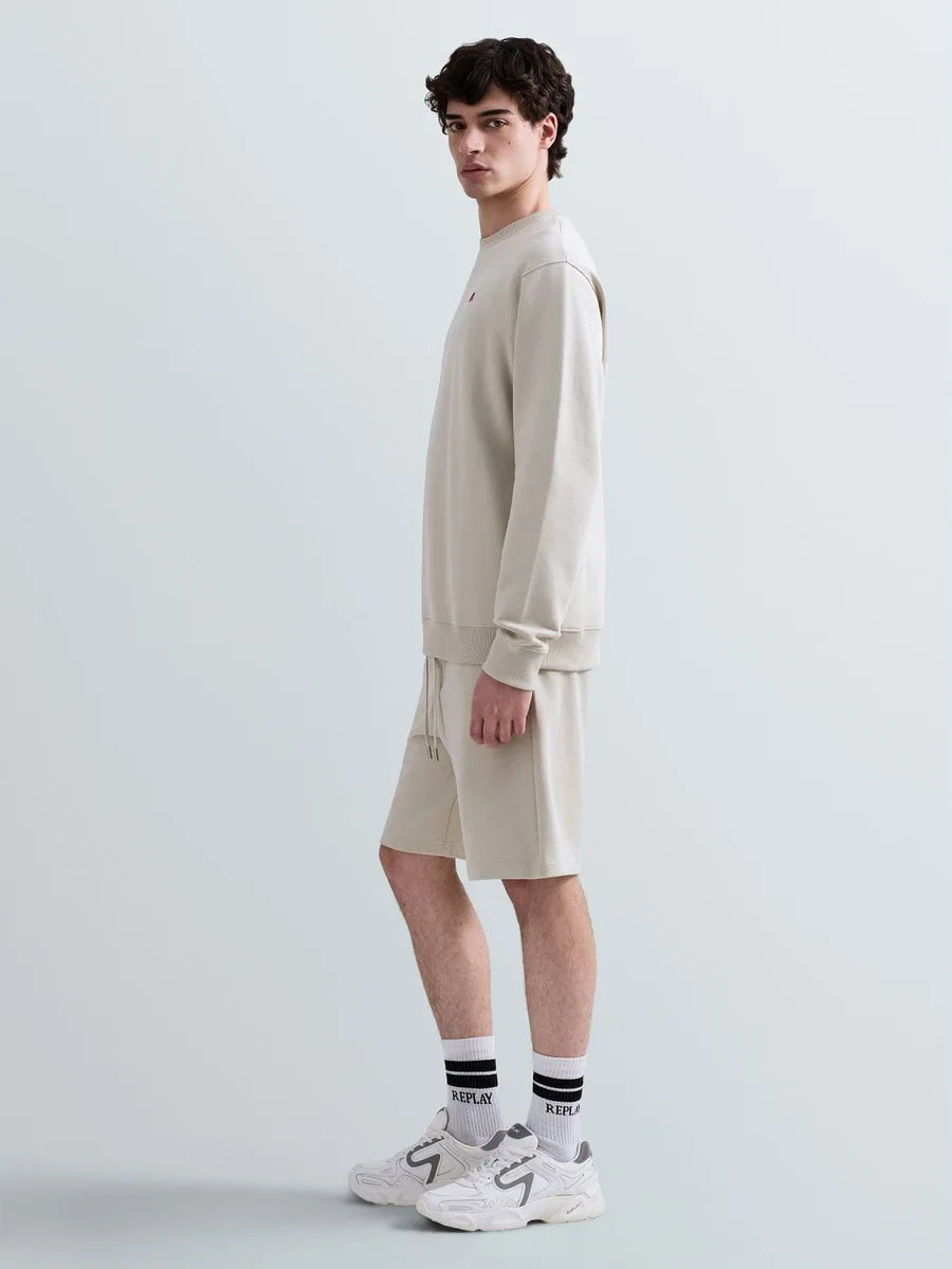 REPLAY MEN'S TERRY COTTON SWEATSHIRT WITH R EMBROIDERY