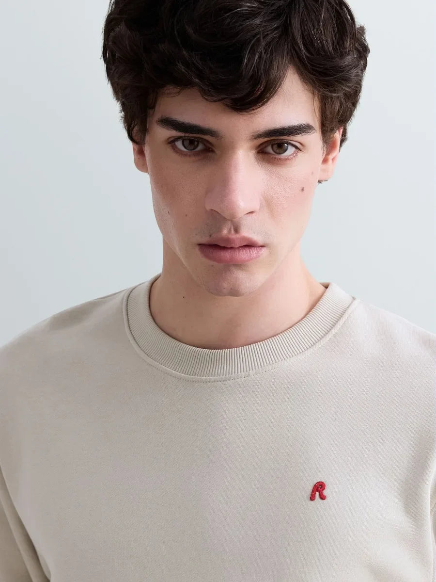 REPLAY MEN'S TERRY COTTON SWEATSHIRT WITH R EMBROIDERY
