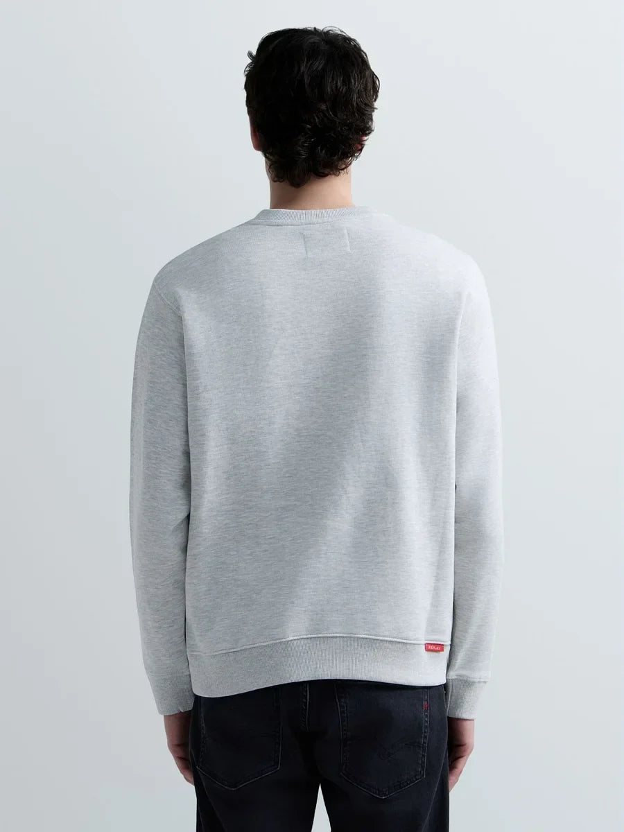 REPLAY MEN'S TERRY COTTON SWEATSHIRT WITH R EMBROIDERY